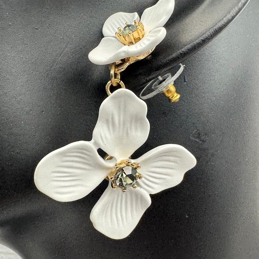 RACHEL Rachel Roy Gold-Tone White Crystal Double Flower Statement Earrings